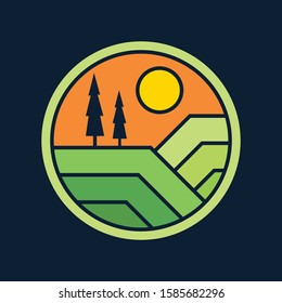 simple logo badge mountain design illustration