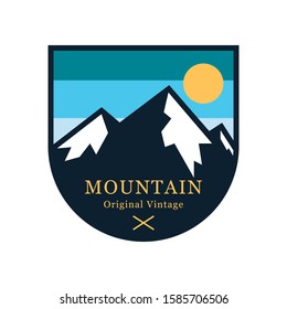 simple logo badge mountain design illustration