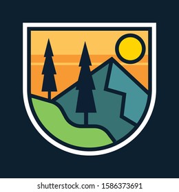 simple logo badge mountain design illustration