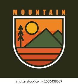 simple logo badge mountain design illustration