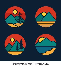 simple logo badge mountain design illustration