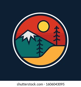 simple logo badge mountain design illustration