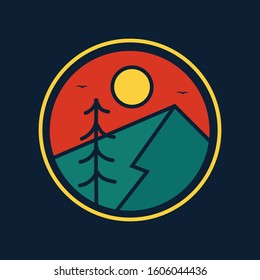 simple logo badge mountain design illustration