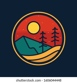 simple logo badge mountain design illustration