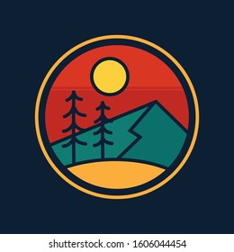simple logo badge mountain design illustration