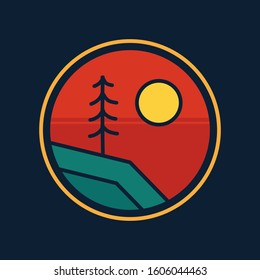 simple logo badge mountain design illustration