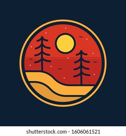 simple logo badge mountain design illustration