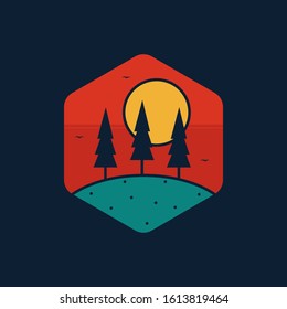 simple logo badge mountain design, for t-shirt prints, patches, emblems, posters, badges and labels and other uses
