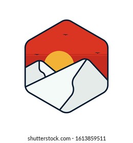 simple logo badge mountain design, for t-shirt prints, patches, emblems, posters, badges and labels and other uses