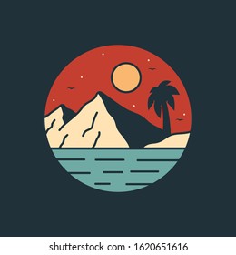 simple logo badge mountain design, for t-shirt prints, patches, emblems, posters, badges and labels and other uses