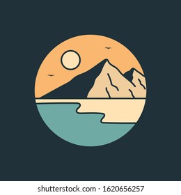 simple logo badge mountain design, for t-shirt prints, patches, emblems, posters, badges and labels and other uses