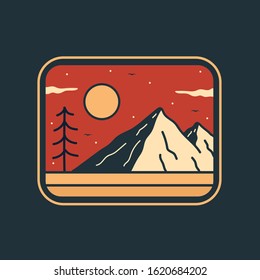 simple logo badge mountain design, for t-shirt prints, patches, emblems, posters, badges and labels and other uses