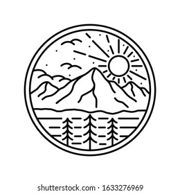 simple logo badge mountain design, for t-shirt prints, patches, emblems, posters, badges and labels and other uses