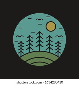 simple logo badge mountain design, for t-shirt prints, patches, emblems, posters, badges and labels and other uses