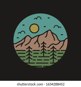 simple logo badge mountain design, for t-shirt prints, patches, emblems, posters, badges and labels and other uses