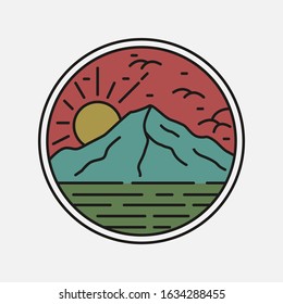 simple logo badge mountain design, for t-shirt prints, patches, emblems, posters, badges and labels and other uses