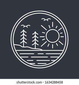 simple logo badge mountain design, for t-shirt prints, patches, emblems, posters, badges and labels and other uses