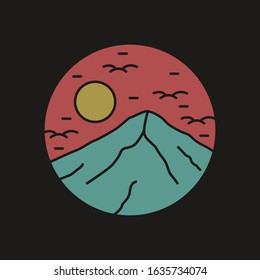 simple logo badge mountain design, for t-shirt prints, patches, emblems, posters, badges and labels and other uses