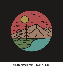 simple logo badge mountain design, for t-shirt prints, patches, emblems, posters, badges and labels and other uses