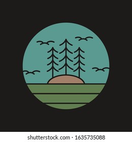 simple logo badge mountain design, for t-shirt prints, patches, emblems, posters, badges and labels and other uses
