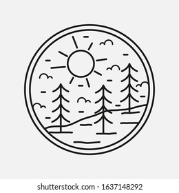 simple logo badge mountain design, for t-shirt prints, patches, emblems, posters, badges and labels and other uses