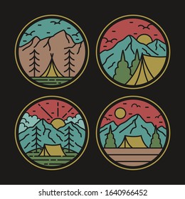 simple logo badge mountain design illustration, for t-shirt prints, patches, emblems, posters, badges and labels and other uses