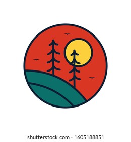 simple logo badge nature design, for t-shirt prints, patches, emblems, posters, badges and labels and other uses