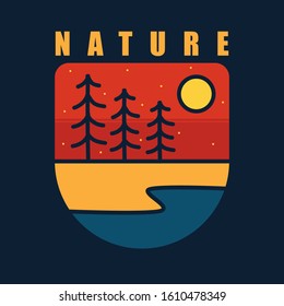 simple logo badge nature design, for t-shirt prints, patches, emblems, posters, badges and labels and other uses