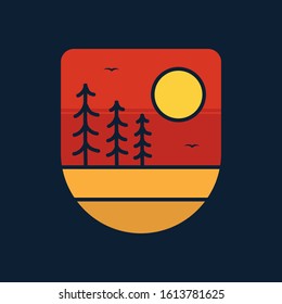 simple logo badge nature design, for t-shirt prints, patches, emblems, posters, badges and labels and other uses