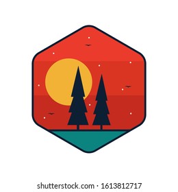 simple logo badge nature design, for t-shirt prints, patches, emblems, posters, badges and labels and other uses