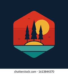 simple logo badge nature design, for t-shirt prints, patches, emblems, posters, badges and labels and other uses