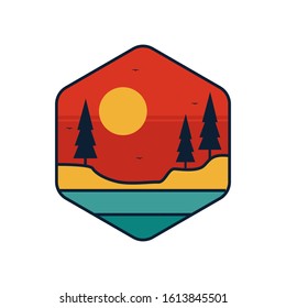 simple logo badge nature design, for t-shirt prints, patches, emblems, posters, badges and labels and other uses