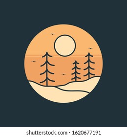 simple logo badge nature design, for t-shirt prints, patches, emblems, posters, badges and labels and other uses