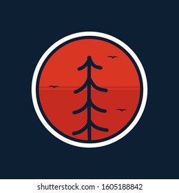 simple logo badge tree design, for t-shirt prints, patches, emblems, posters, badges and labels and other uses