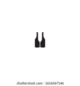Simple logo for bars / restaurants. Design by combining 2 bottles of drinks and a glass in it. Unique and modern concept.