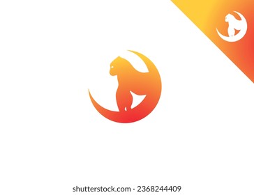 Simple Logo beautifully Design of Gorilla and crescent moon