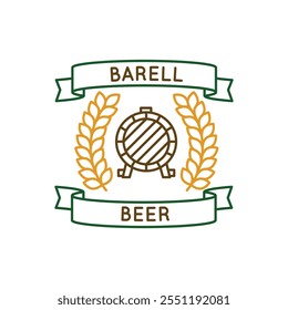 Simple Logo with Beer barell icon. Simple badge with Beer barell icon for bars, brewery, menu social media, app, and web design. Vector illustration