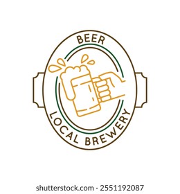 Simple Logo with Beer Local Brewery icon. Simple badge with Beer Local Brewery icon for social media, app, and web design. Vector illustration