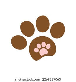 A simple logo of big and small animal paw footprint,veterinary doctor service, animal and pet clinic