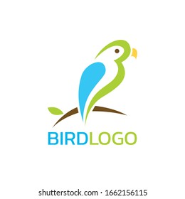 Simple logo of bird on tree branch, Bird logo design
