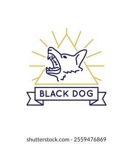 Simple Logo with Black Dog icon. A logo of a dog, a symbol of loyalty, companionship, and domestic life. Perfect for use in pet care, veterinary services. Vector illustration 