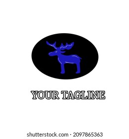 simple logo blue color deer in circle