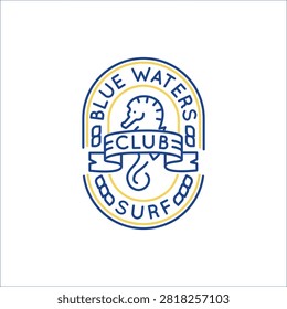 Simple Logo with Blue water surf sea horse icon. Simple Logo with sea horse icon for social media, app, and web design. Vector illustration.