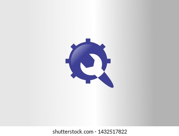 simple logo in blue and white