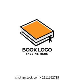 Plantilla de diseño simple de libro de logotipos con logotipo de estilo de trazo plano de dibujos animados