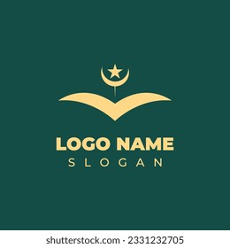 Simple Logo Book and Moon Concept Design