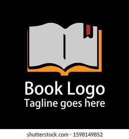 simple logo book opens with a red ribbon marker cartoon style for company logos and symbols