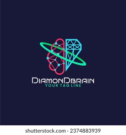 simple logo of brain and diamond