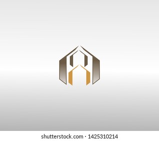 simple logo brown and yellow buildings