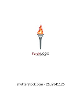 Simple logo of a burning torch with the color of fiery flames and dark gray torch handle, perfect for your business company icon